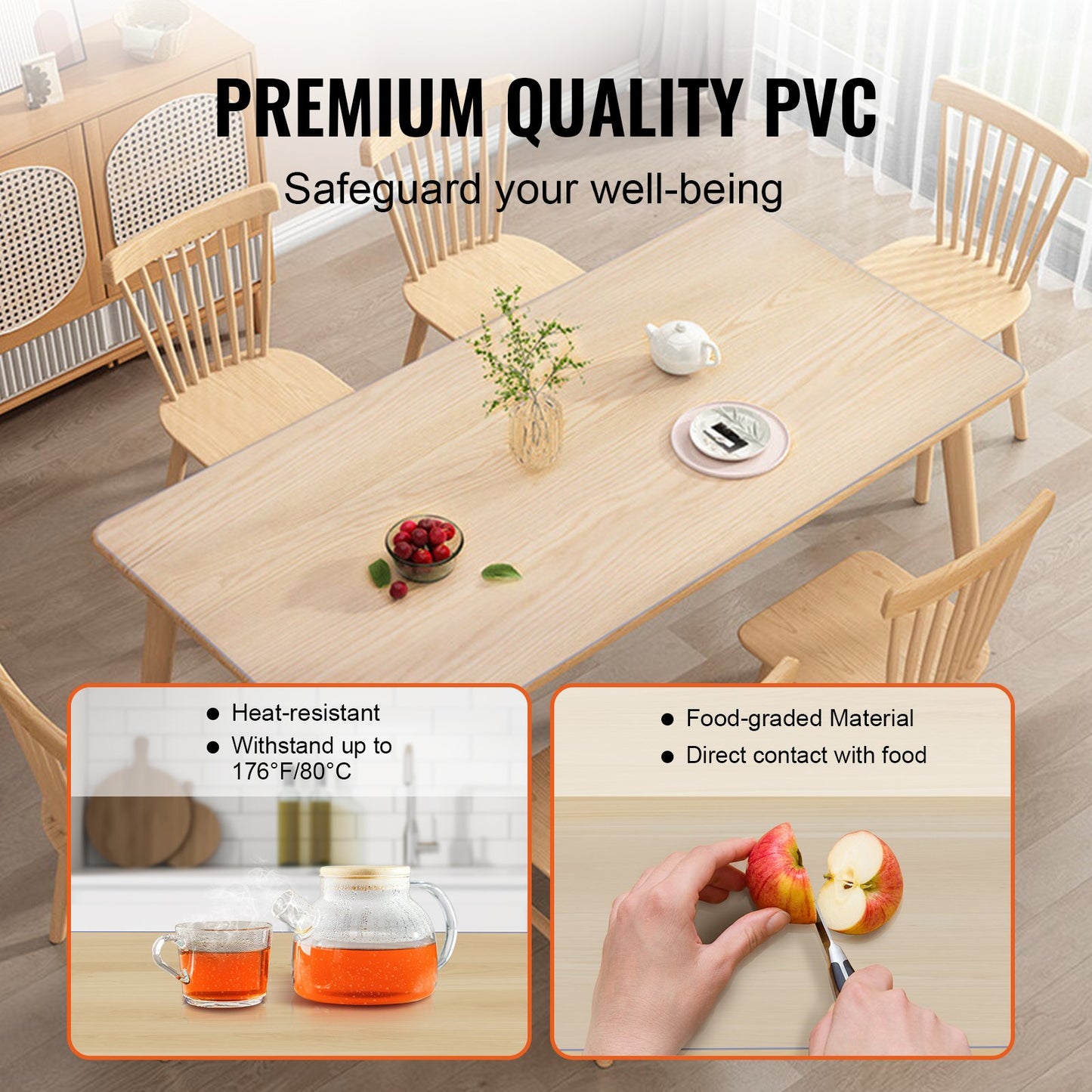 Clear PVC Table Cover Protector - 1.5mm Thick, 18x36 Inch