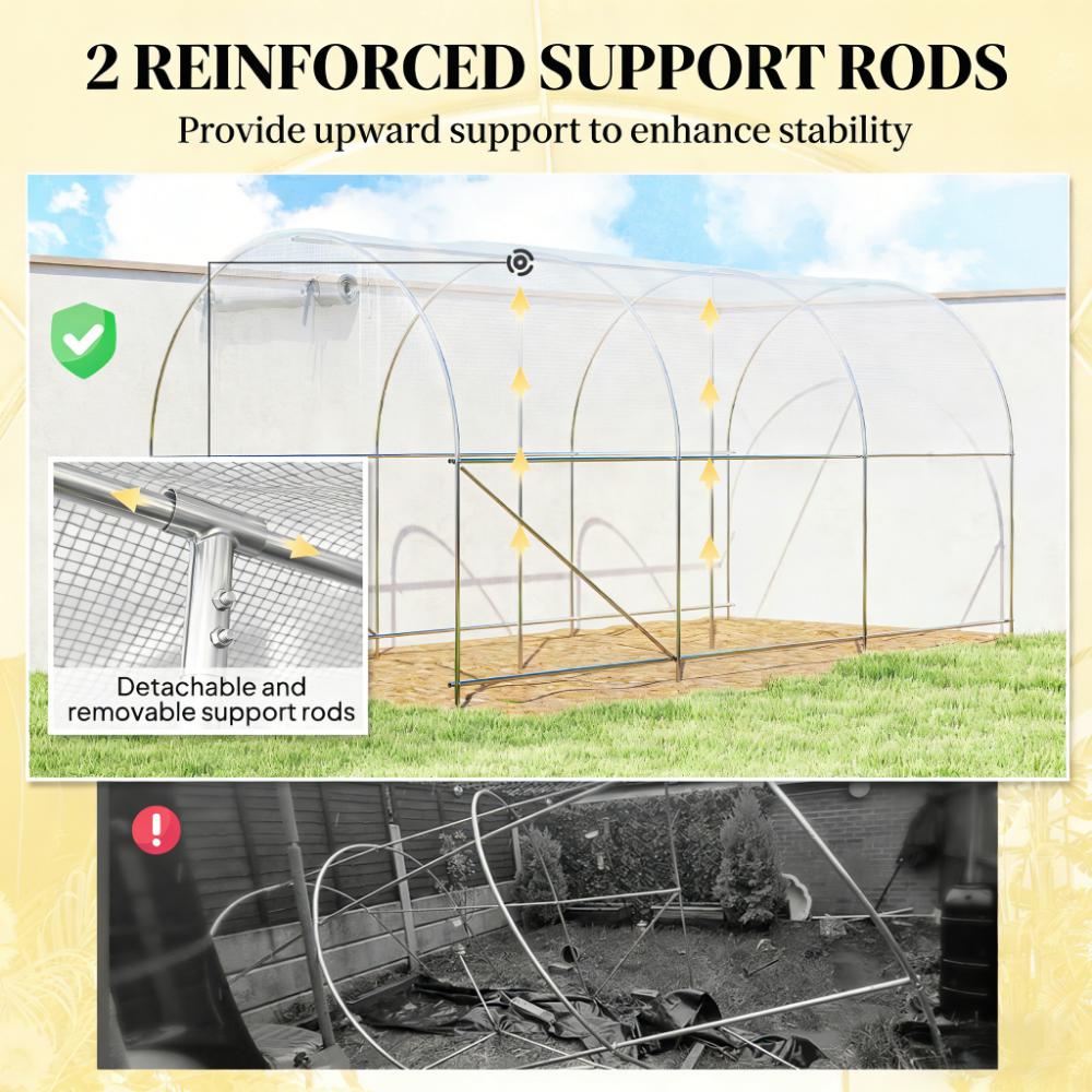 Walk-In Tunnel Greenhouse - Silver & White PE Cover