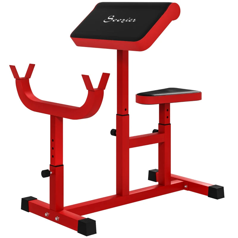 Adjustable Preacher Curl Bench for Strength Training - Red