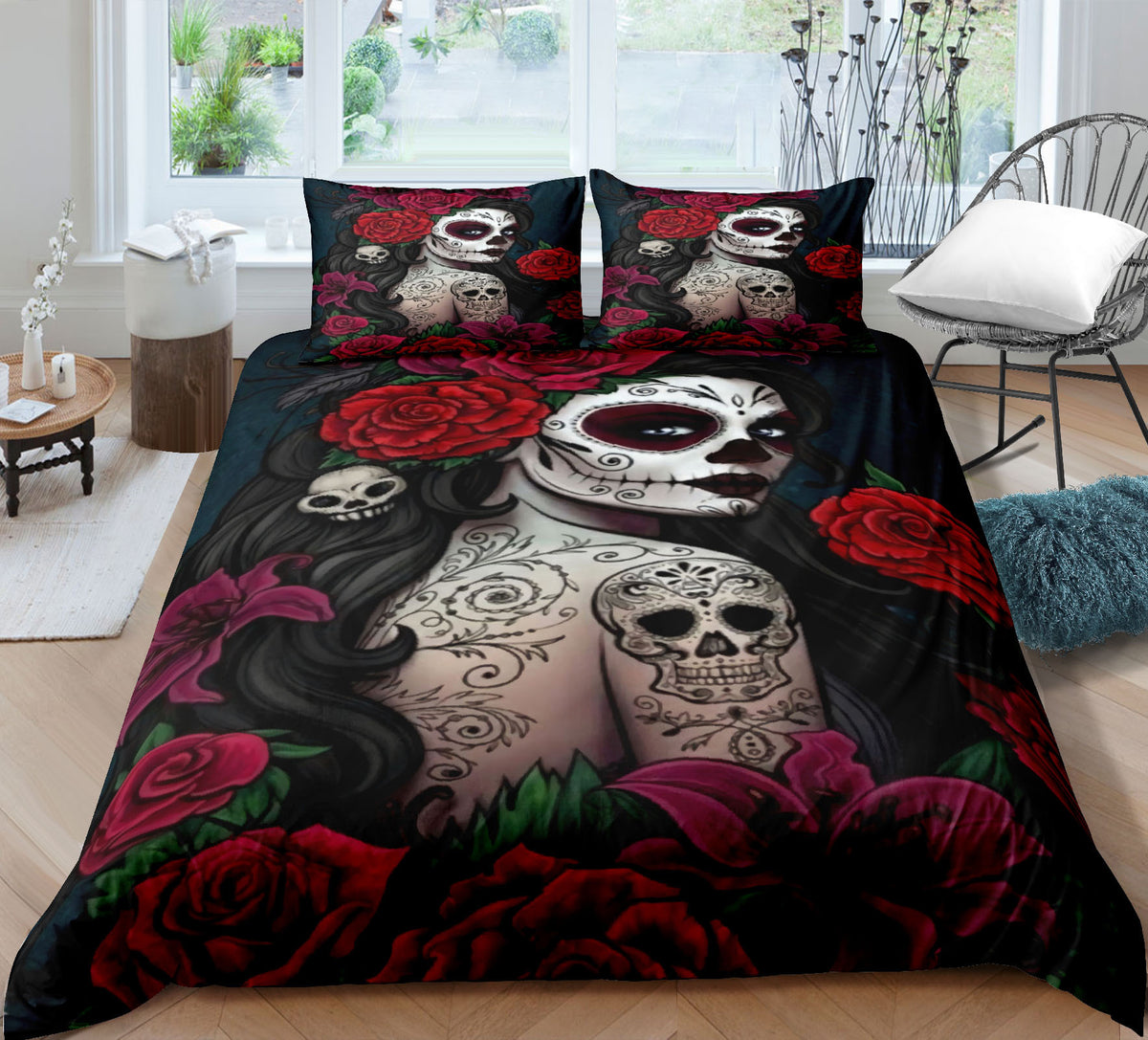 Skull 3D Digital Printing Bedding Set - Bed Sheet Quilt Cover & Pillowcases
