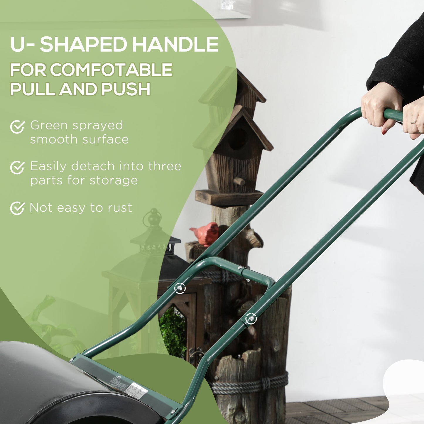 20-Inch Push Lawn Roller with 16 Gallon Water/Sand Fill for Flattening Sod