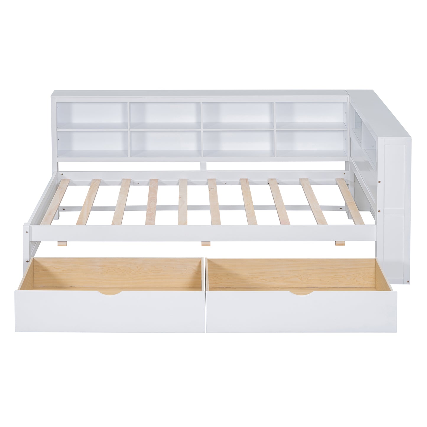 Wooden Twin Size Daybed with Storage Drawers & USB Ports - White