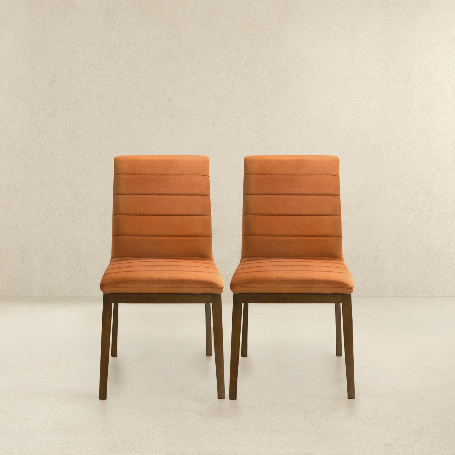 Ines Mid-Century Modern Burnt Orange Velvet Dining Chair Set With
