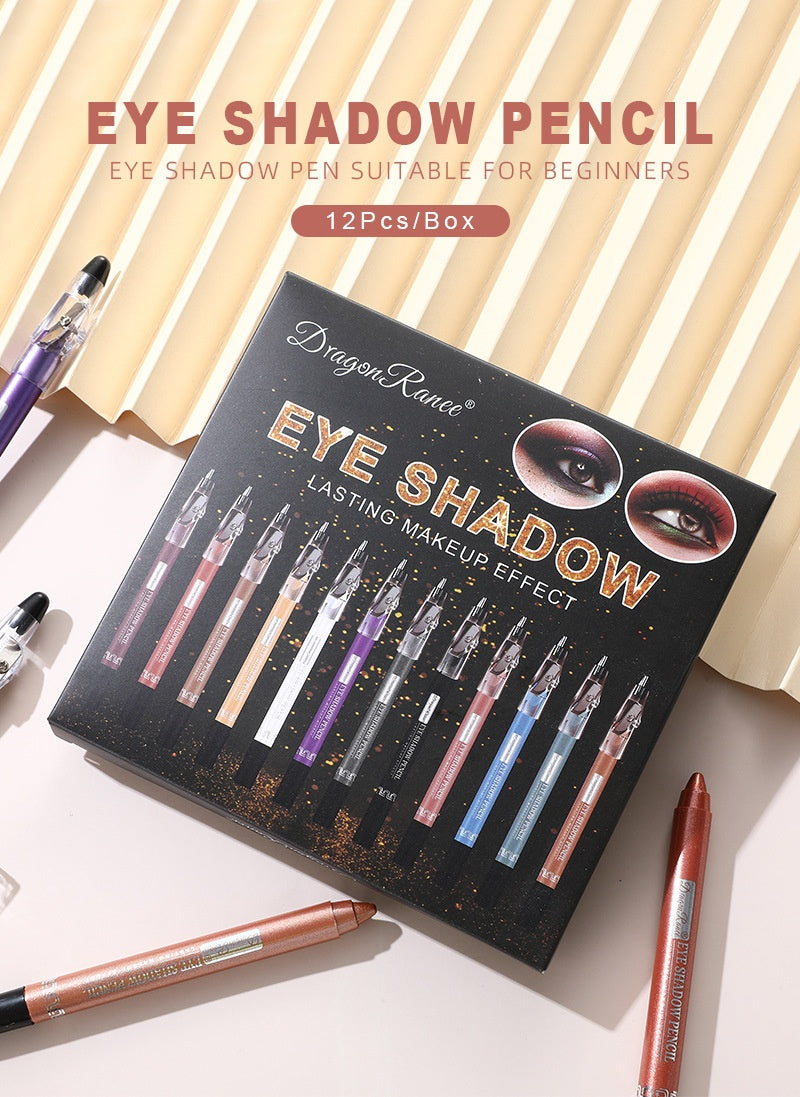 12-Piece Eyeshadow Stick Set - Pearlescent Eye Makeup Pen Kit