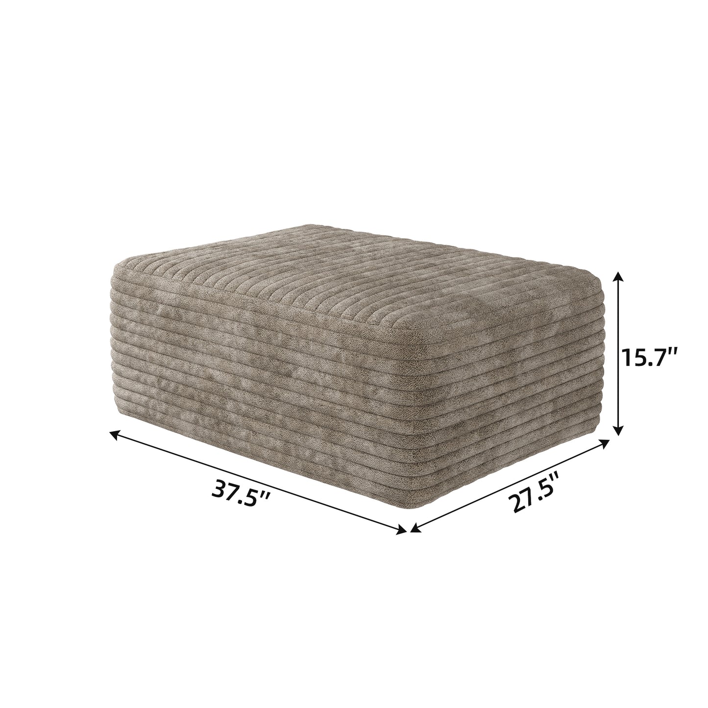 Modern Rectangle Sofa Ottoman - Camel Plush Corduroy Fabric
