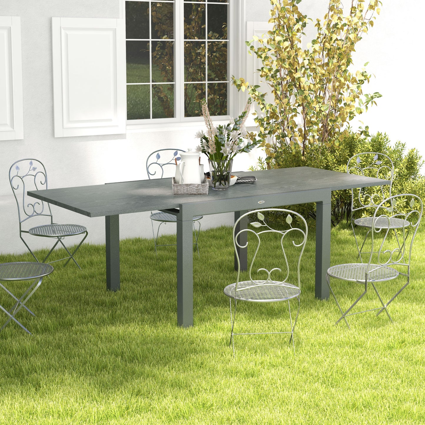 Rectangular Patio Dining Table for 6-8 People - Dark Gray