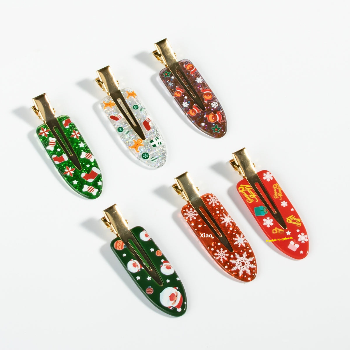 Christmas Holiday Hair Clips - Festive Acrylic Designs