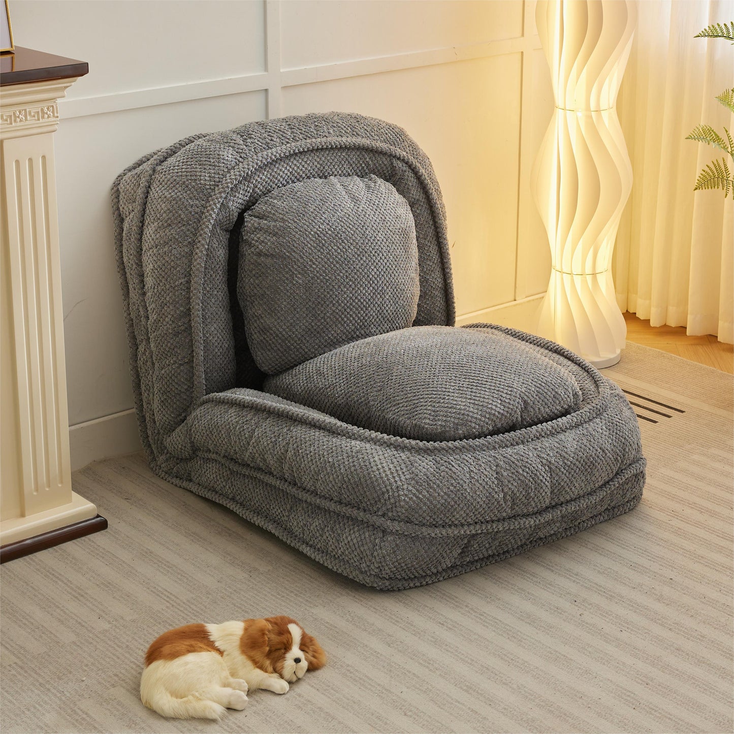 Adjustable Human Dog Bed Lazy Sofa Couch - Space Saving Pet & Baby Lounger, Gray