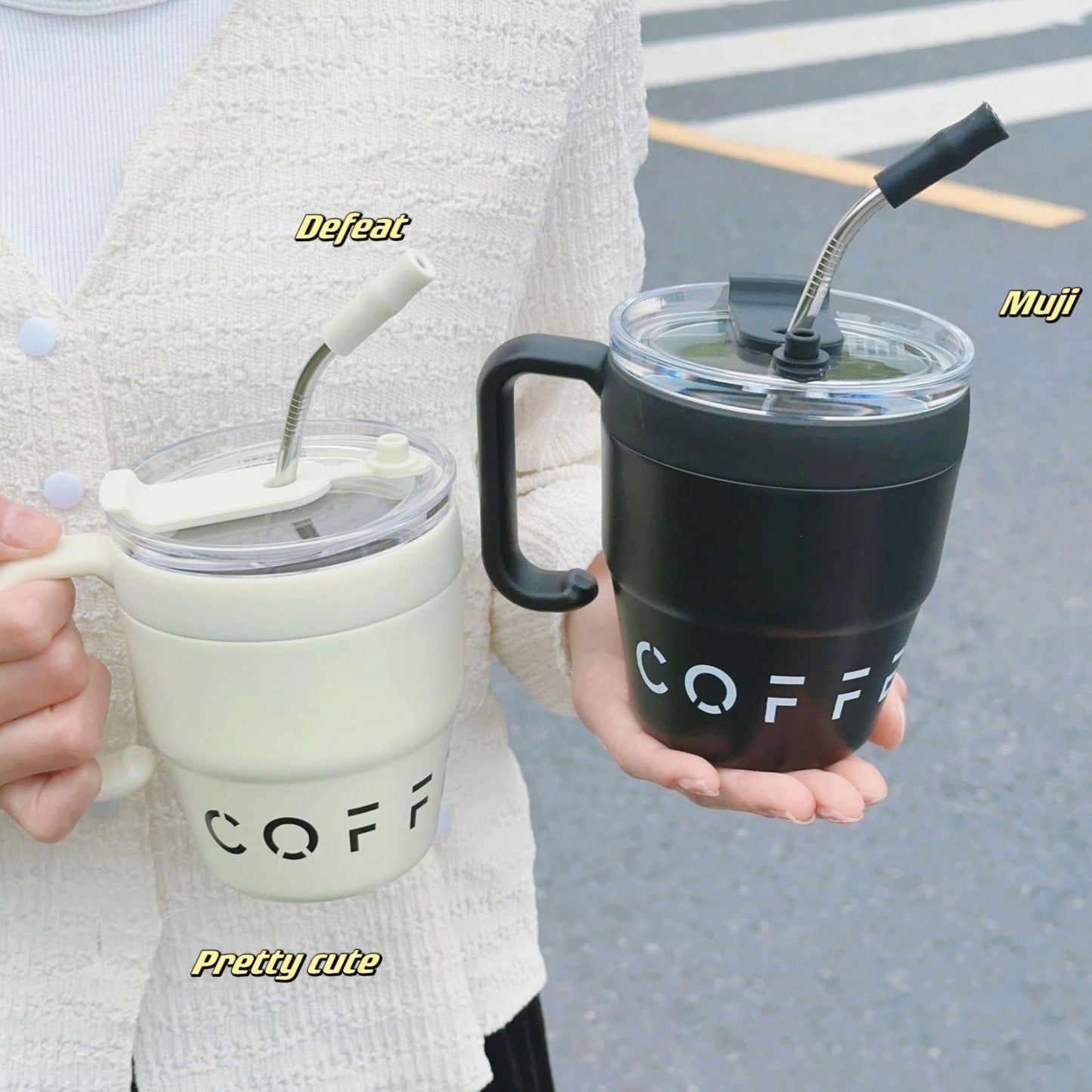 Stainless Steel Mug Cup with Suction Tube for Home & Kitchen 480ml