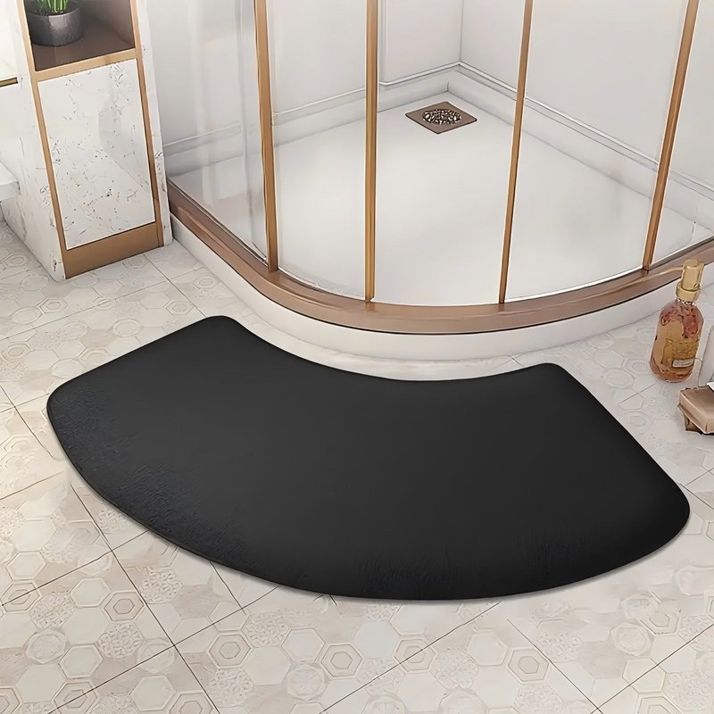 Fan-Shaped Water-Absorbent Non-Slip Bath Mat - Modern Minimalist Design