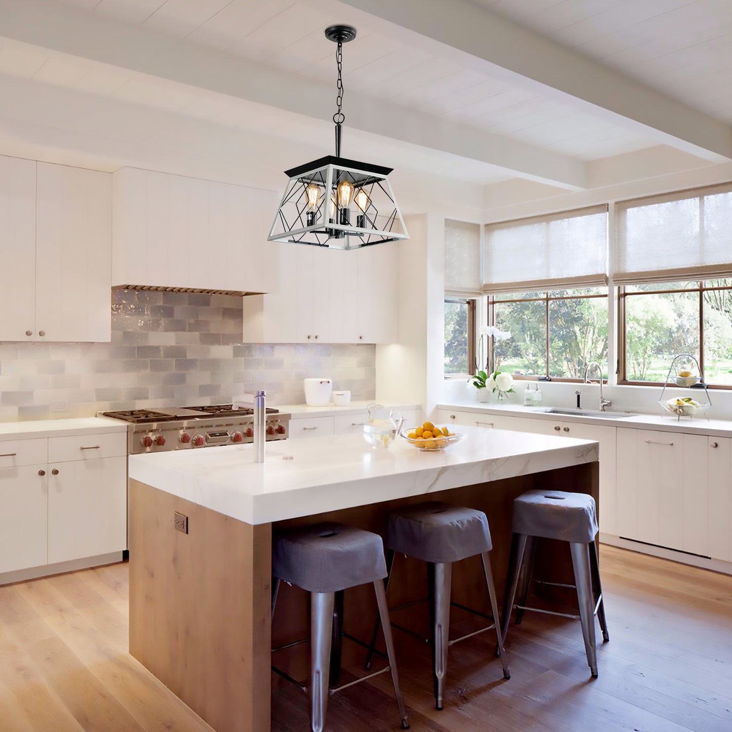 4-Light Farmhouse Chandelier - Rustic Metal Design for Dining Room