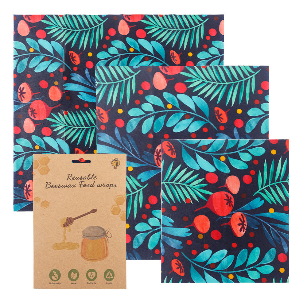 3-Piece Beeswax Food Wraps - Eco-Friendly, Reusable Food Storage Cloths