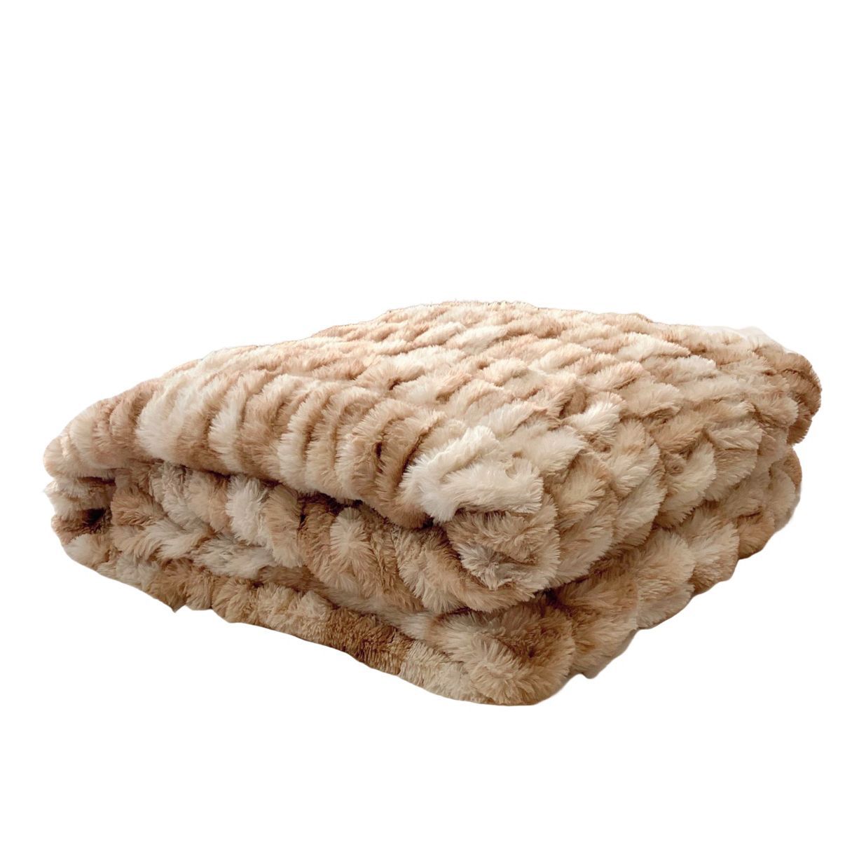 High-End Tie-Dye Faux Fur Rabbit Plush Throw Blanket - Ultra-Soft Sofa Cover