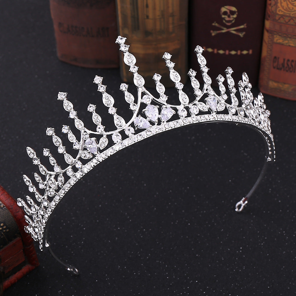 Geometric Alloy Bride Crown with Zircon Inlay