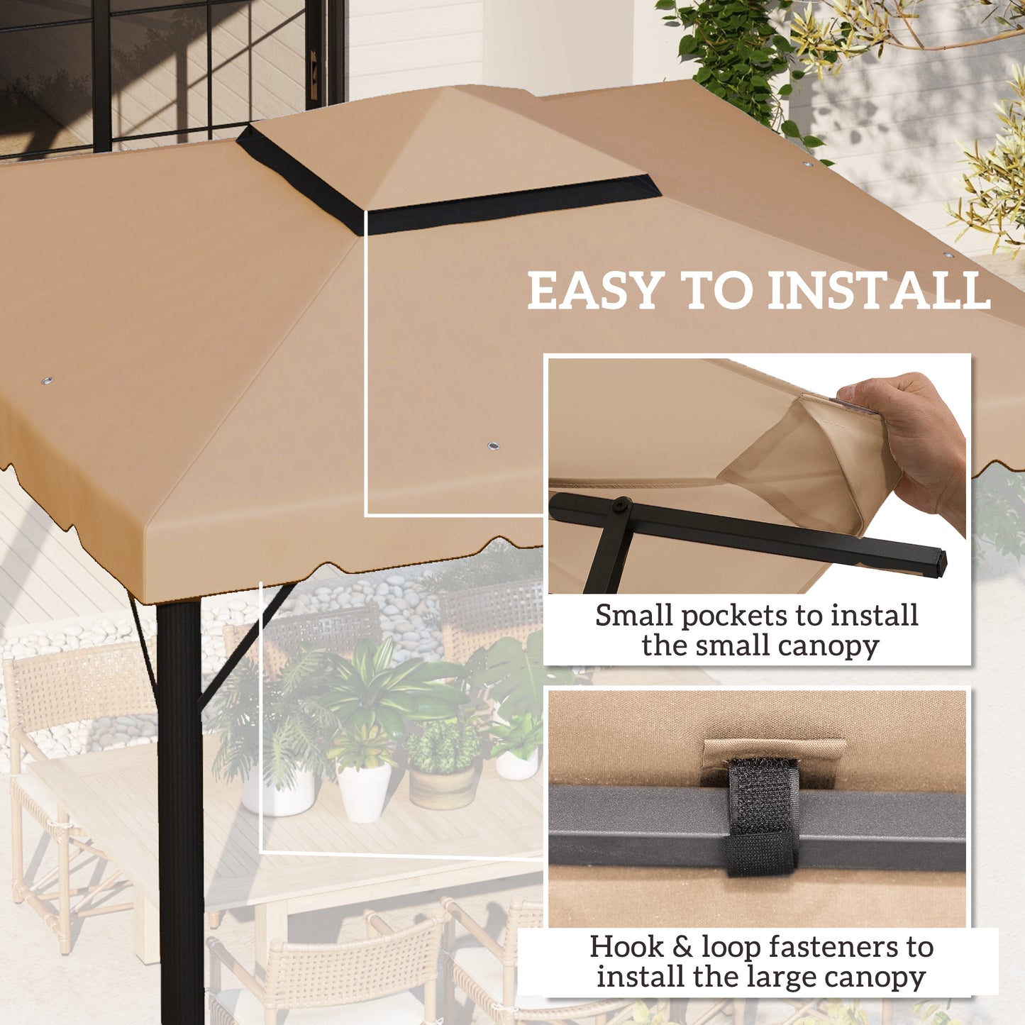 10x10 Gazebo Replacement Canopy - Khaki, Model 84C-051/84C-269