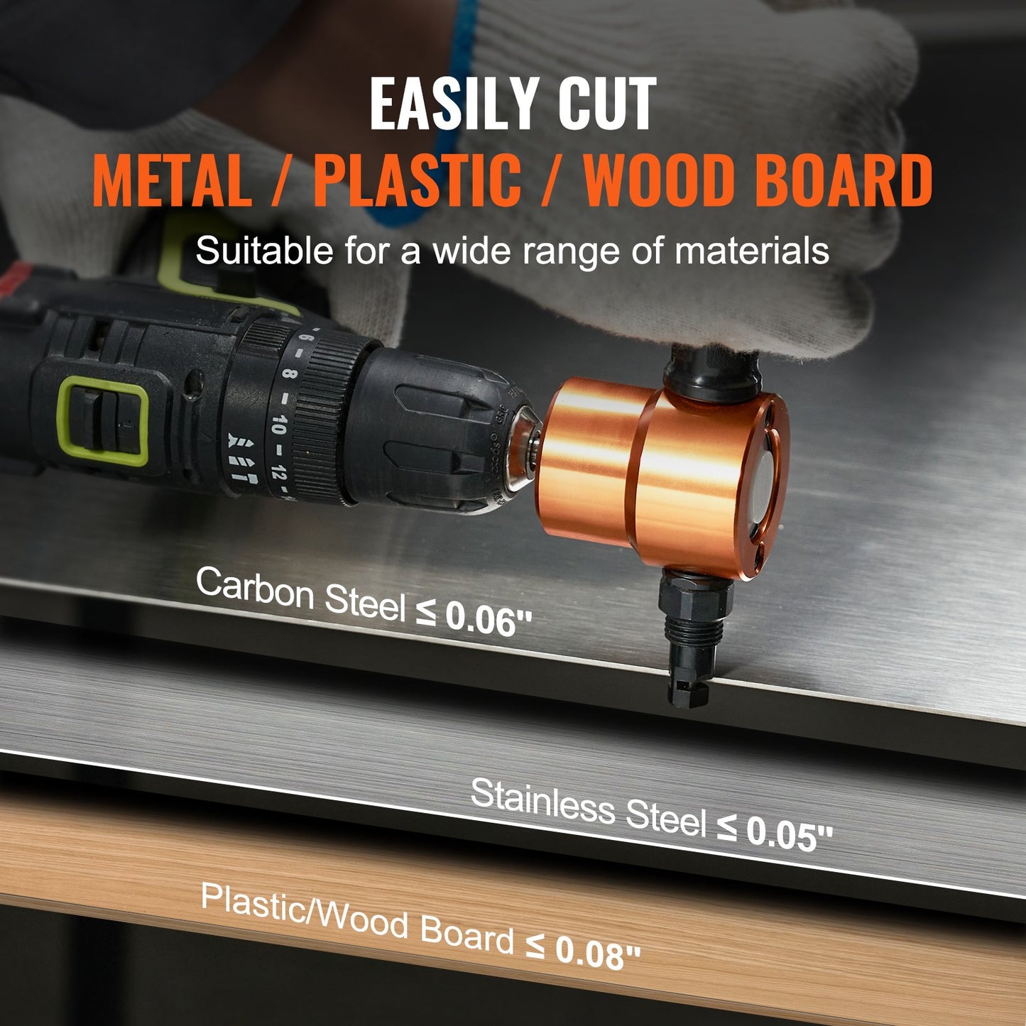 Double Head Sheet Metal Nibbler Cutter for Drills - Orange