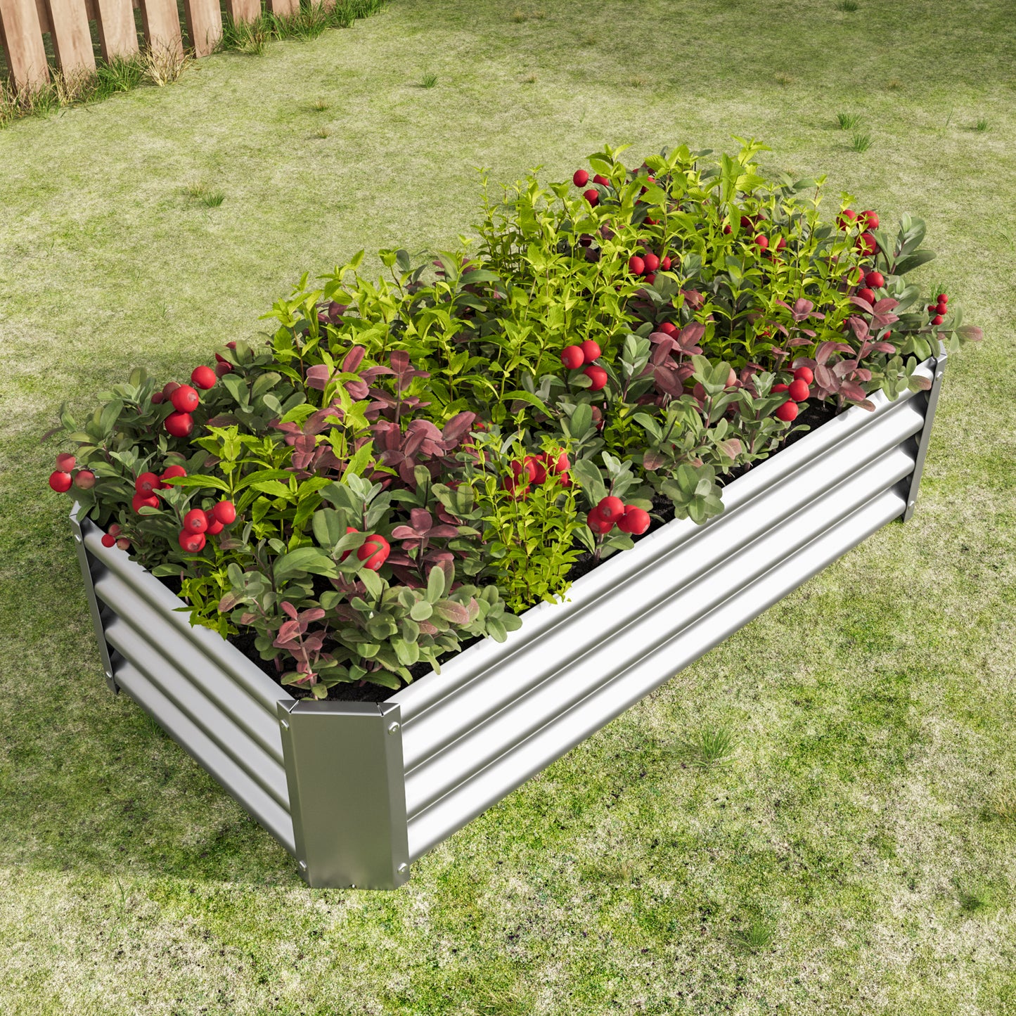 Metal Raised Garden Bed - 2PCS Silver 4ft x 2ft x 1ft Planter