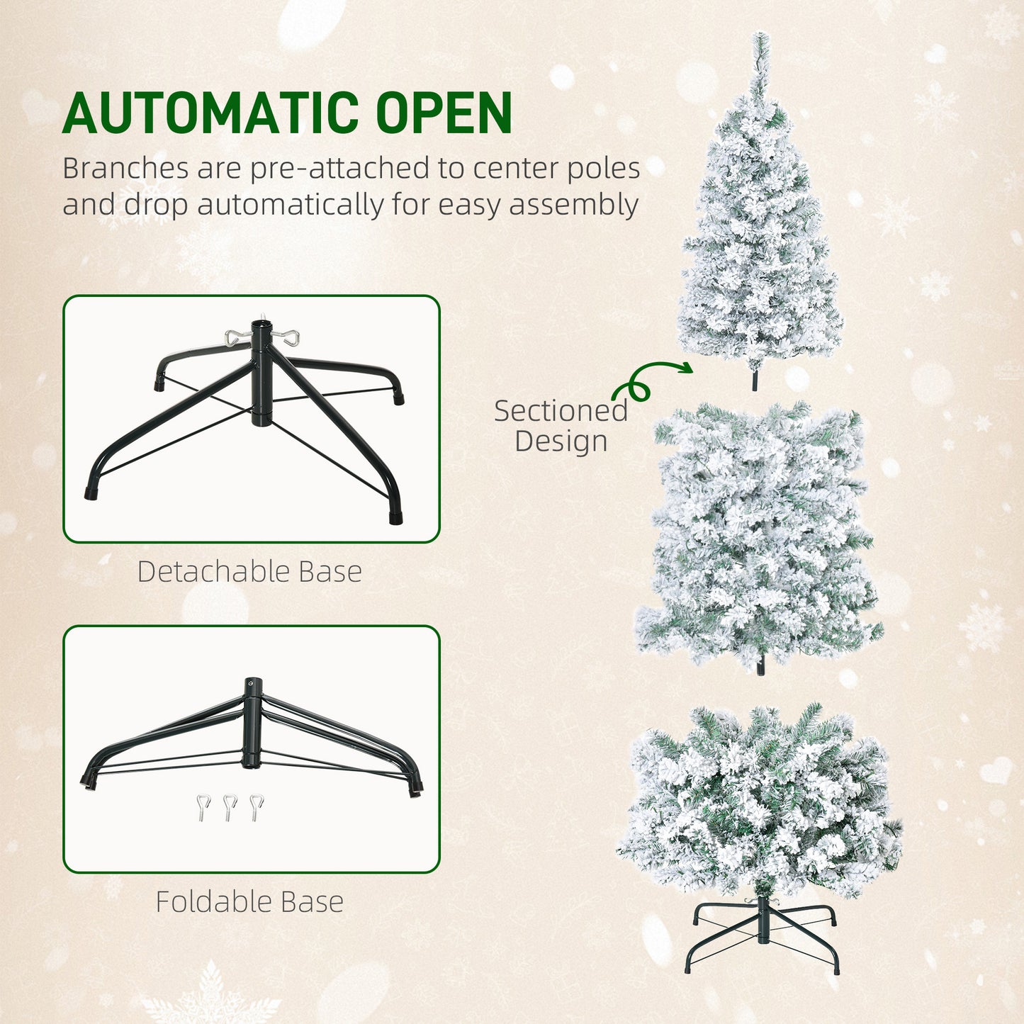 6ft Pre-Lit Snow-Flocked Slim Artificial Christmas Tree - Green