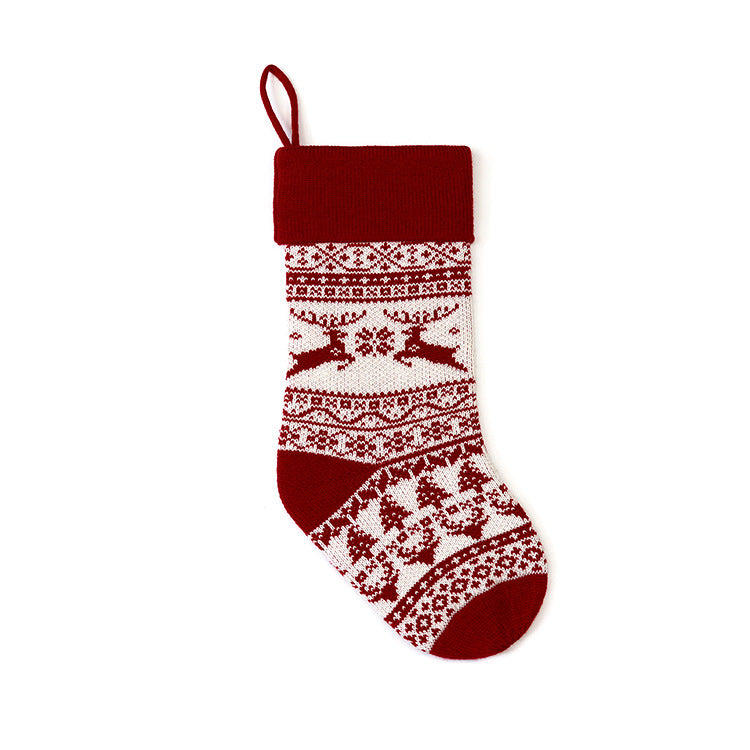 Christmas Gift Bag with Jacquard Yarn Decorative Holiday Holder