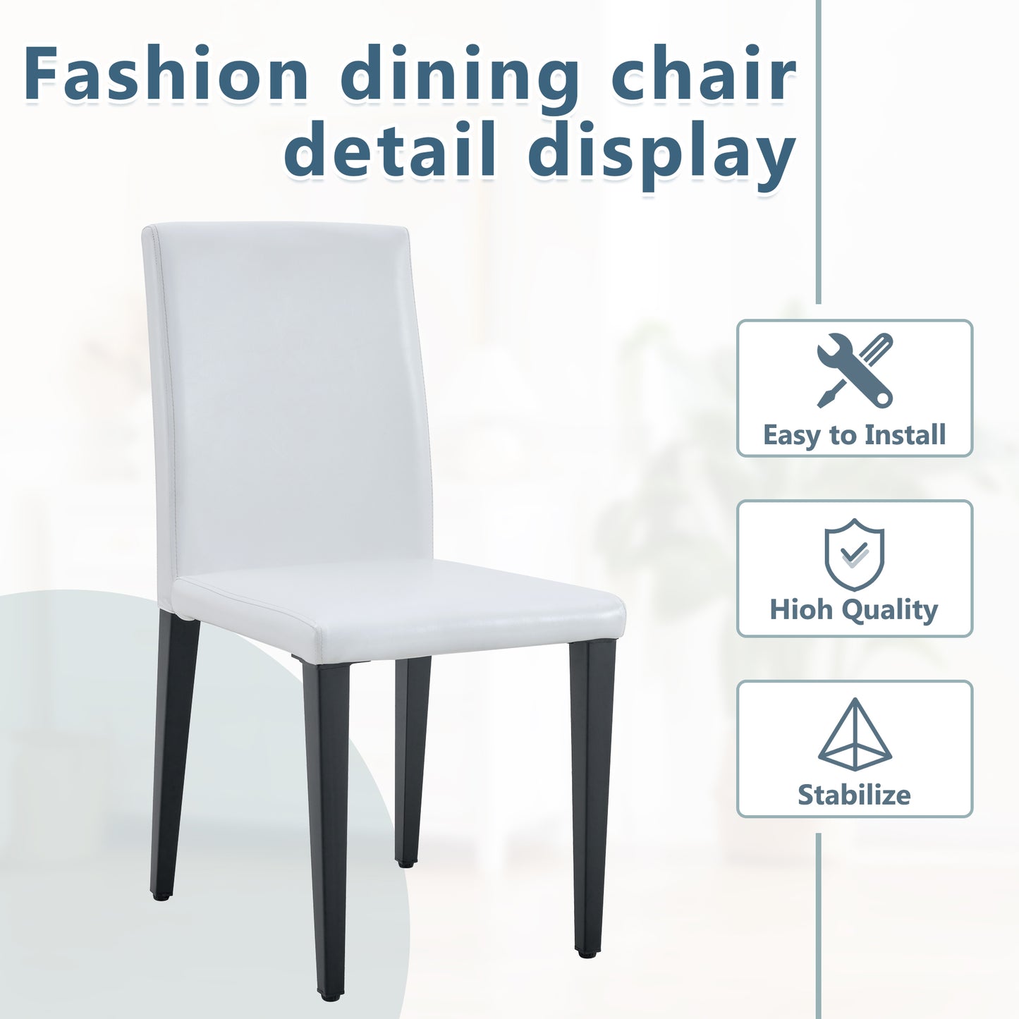 White PU Dining Chairs 35.4in High, 18.5 Ergonomic Backrest, 17 X16