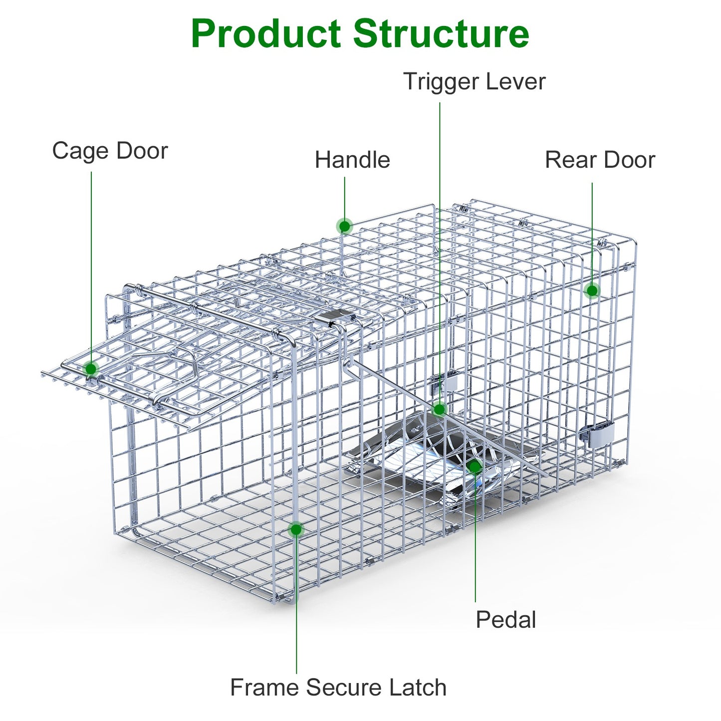 2-Pack Humane Live Animal Trap Cage 18x8x10 Inches for Small Animals