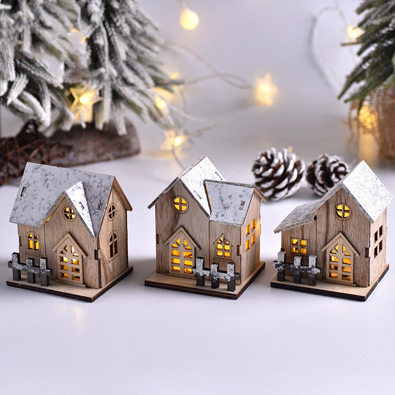 LED Luminous Wooden Christmas House - Holiday Decor, Festive Light
