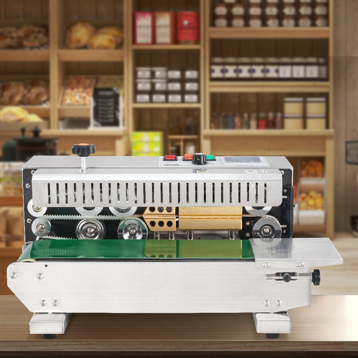 Continuous Band Sealer - Horizontal Stainless Steel Bag Sealing Machine 600W