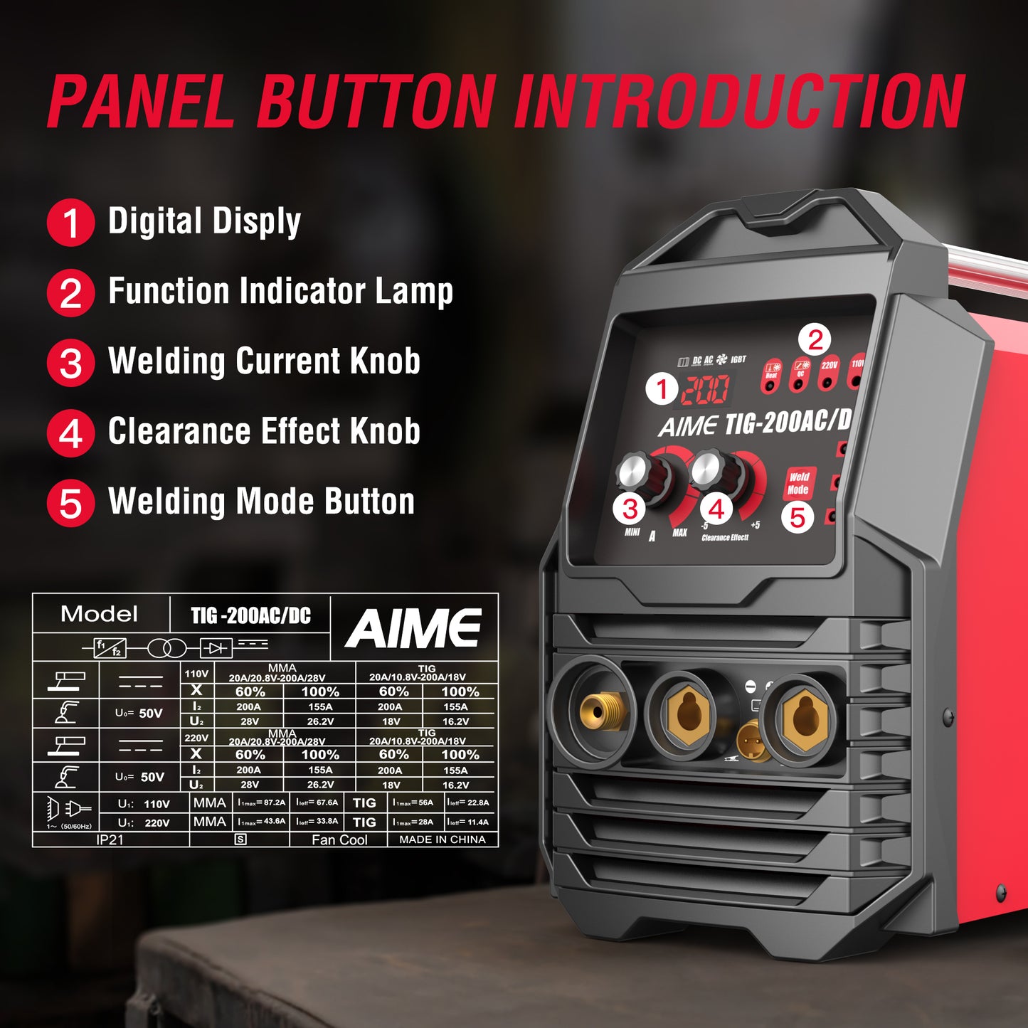 200A Dual Voltage TIG Welder with LCD Display, MMA & Plasma Cutting