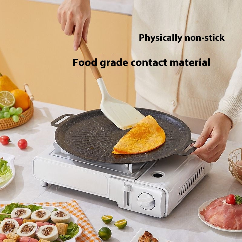 Non-Stick Pot for Rice and Grilling - Wheat Stone Barbecue Plate, 30-34cm