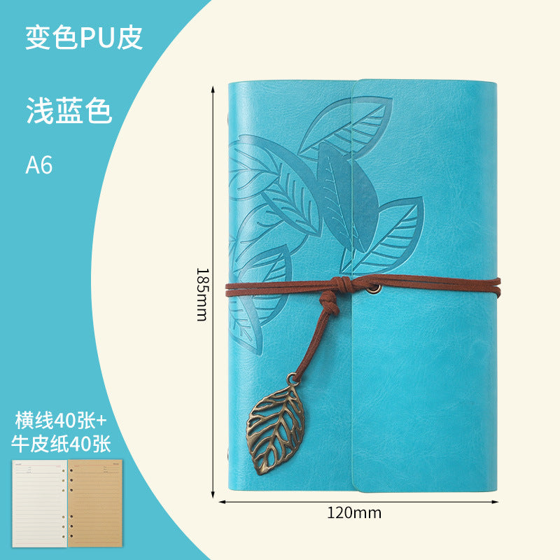 Vintage Travel Notebook - Loose Leaf Diary with Imitation Leather Cover