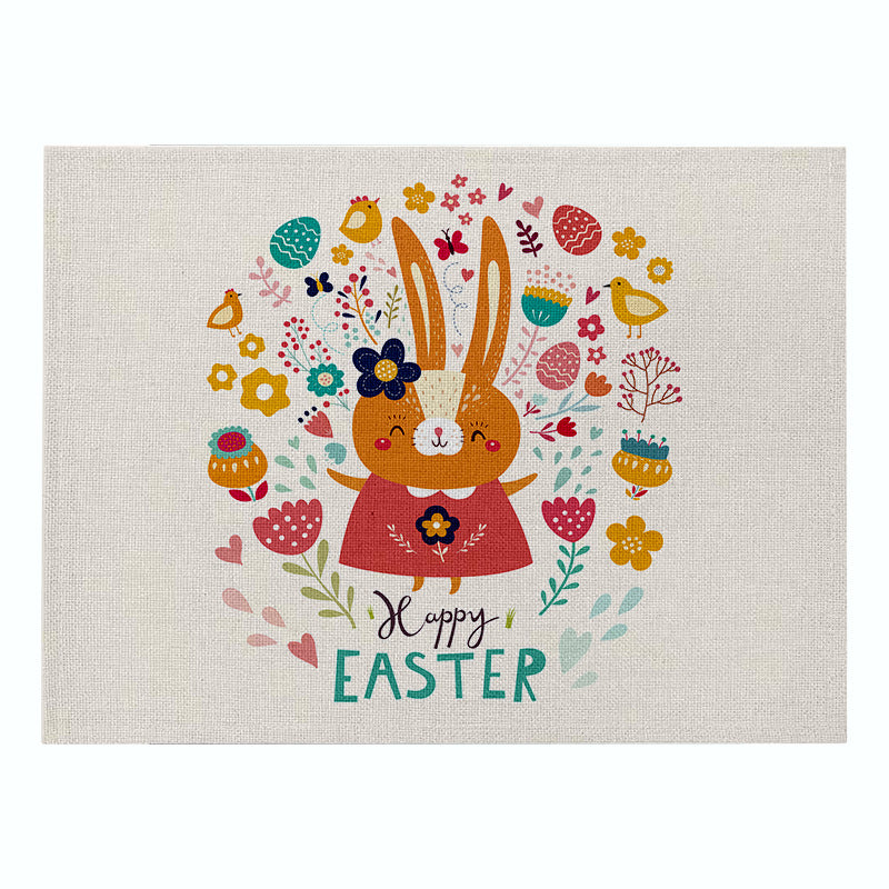 Cartoon Rabbit Kitchen Coaster Set Anti-Scalding Cotton Linen Placemat