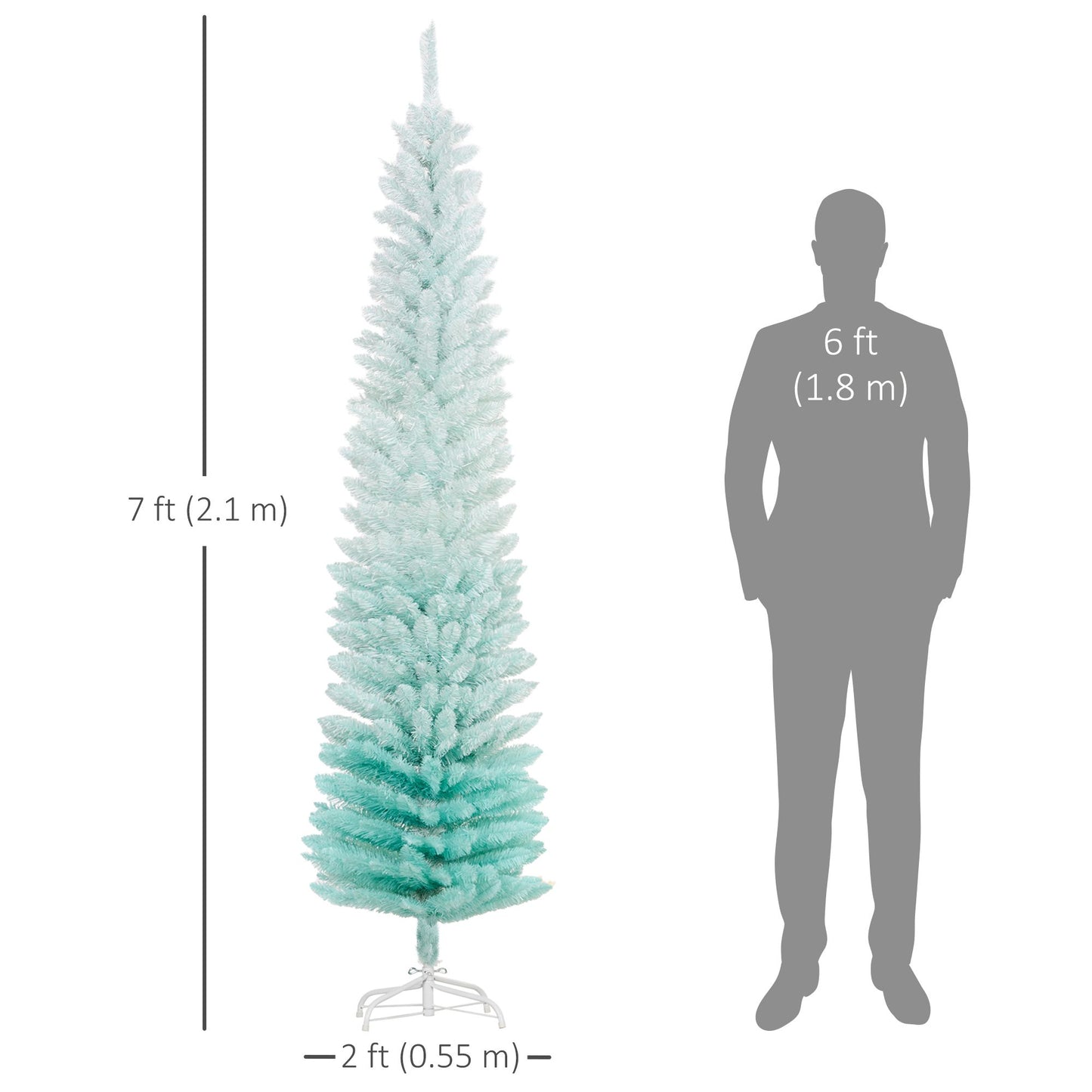 7ft Slim Pencil Artificial Christmas Tree - Blue