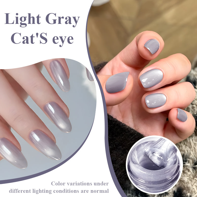 Taro Grey Magnetic Cat Eye Gel Polish - 10ml Shimmer Soak Off Nail Gel