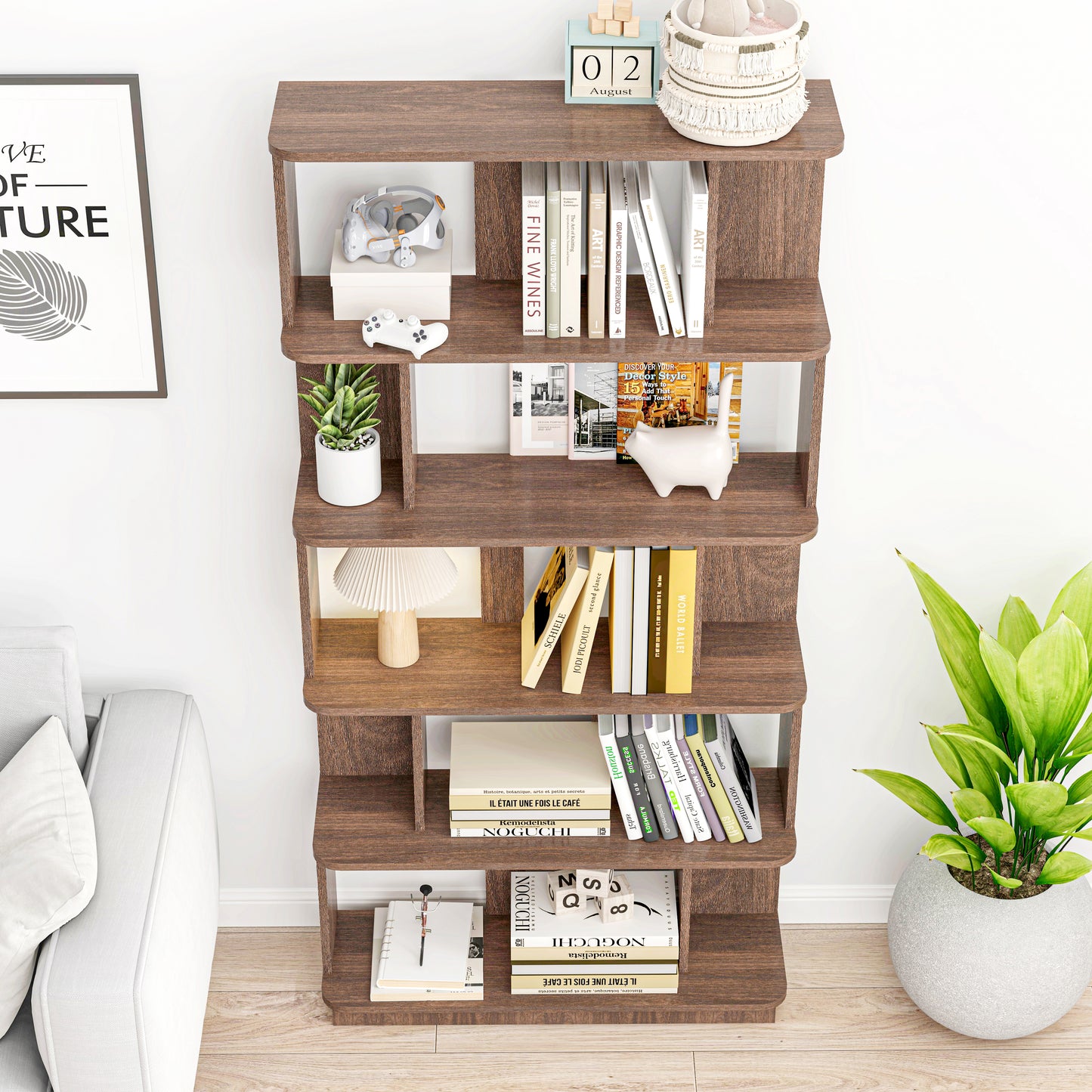 31.5L X 64.56H Free Combination Bookshelf Modern 5-Tier Open Storage
