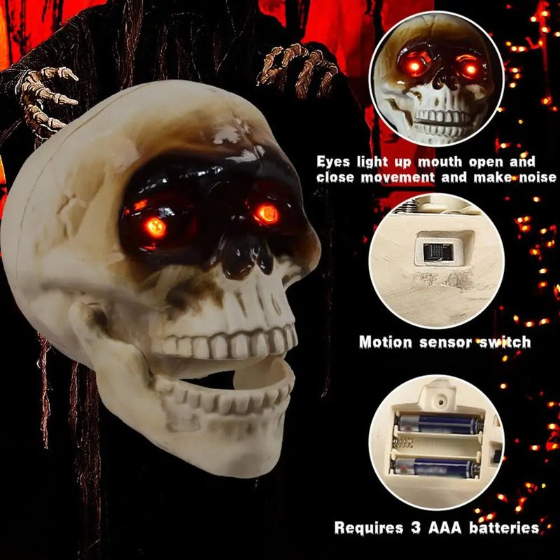 Floating Skeleton Head Decoration for Halloween Spooky Home Decor