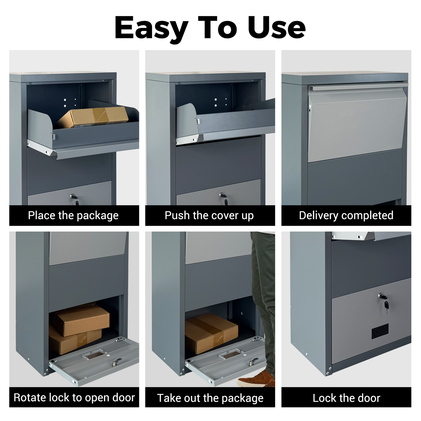 Secure Outdoor Steel Package Delivery Box with Lock - Large Curbside Mailbox