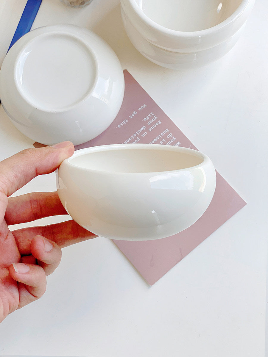 Korean-Style Ceramic Rice Bowl Set - Small Round Dining Bowls for Kitchen