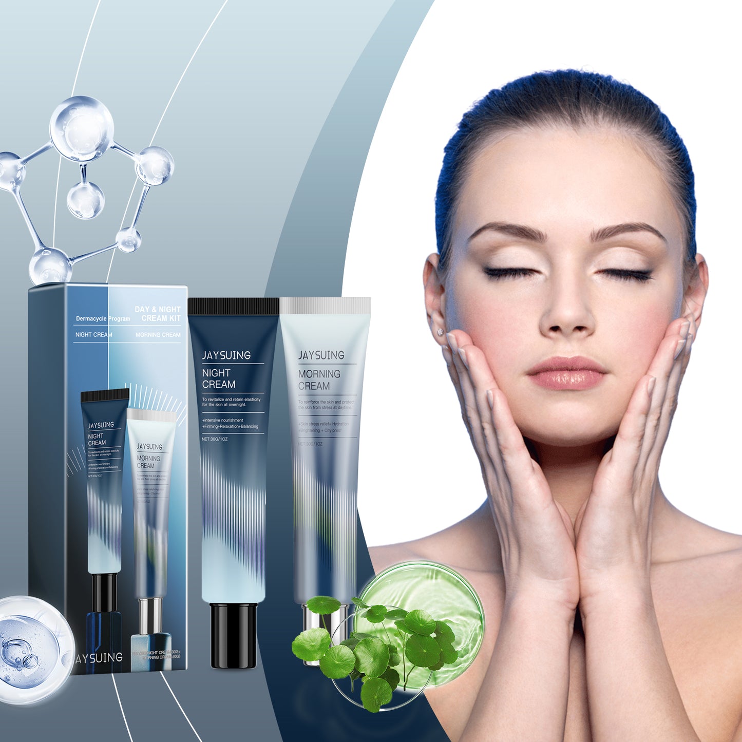 Day & Night Facial Moisturizing Cream Set - 2 Piece Skin Repair Kit