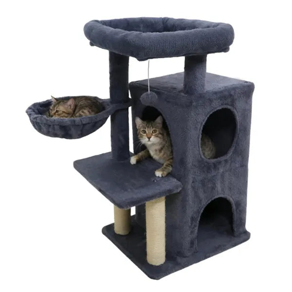 Dark Gray 33.5-Inch Multi-Level Cat Tree with Condo & Sisal Scratching Posts