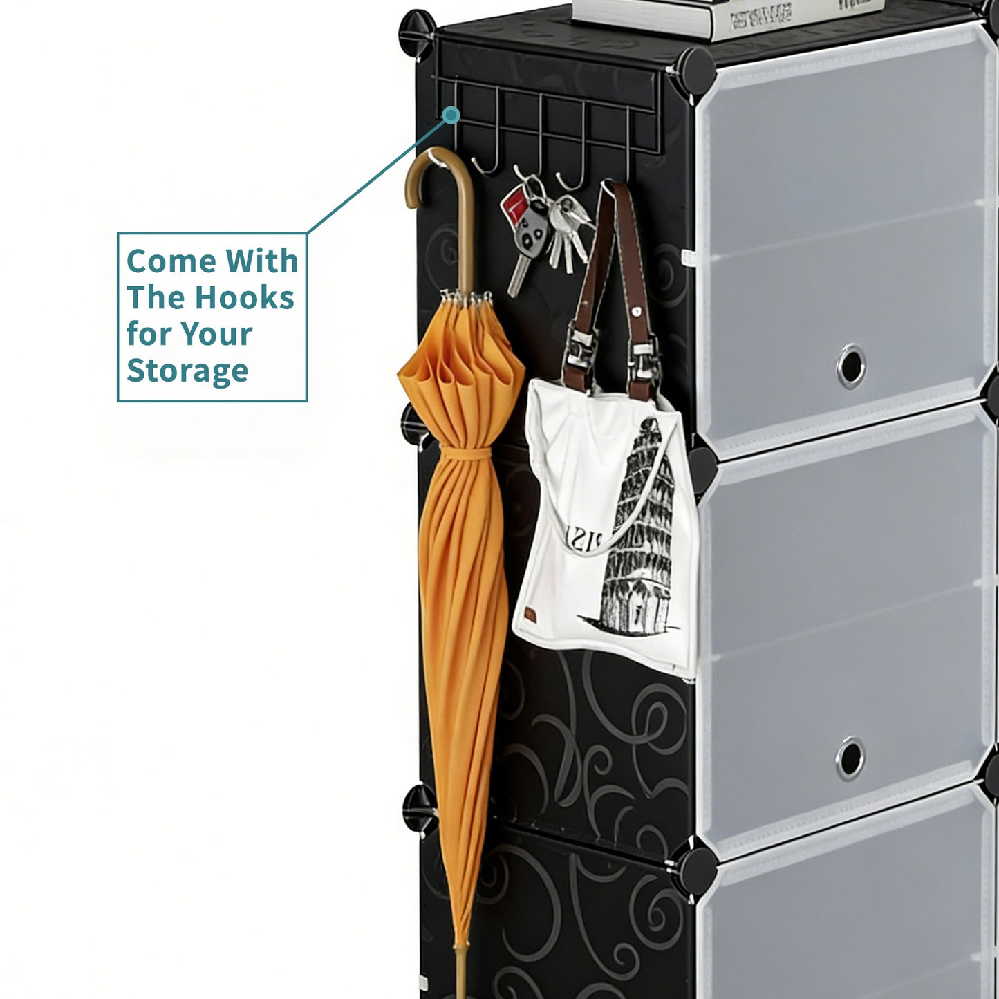 8-Layer Shoe Storage Cabinet with Door - Black