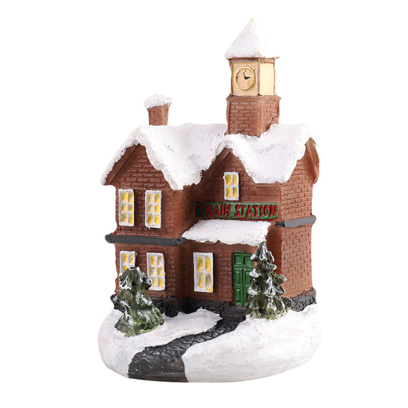 Christmas Small House Micro Landscape Resin Decorations - Festive Holiday Decor