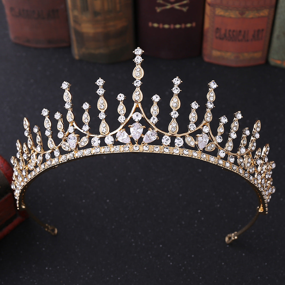 Geometric Alloy Bride Crown with Zircon Inlay