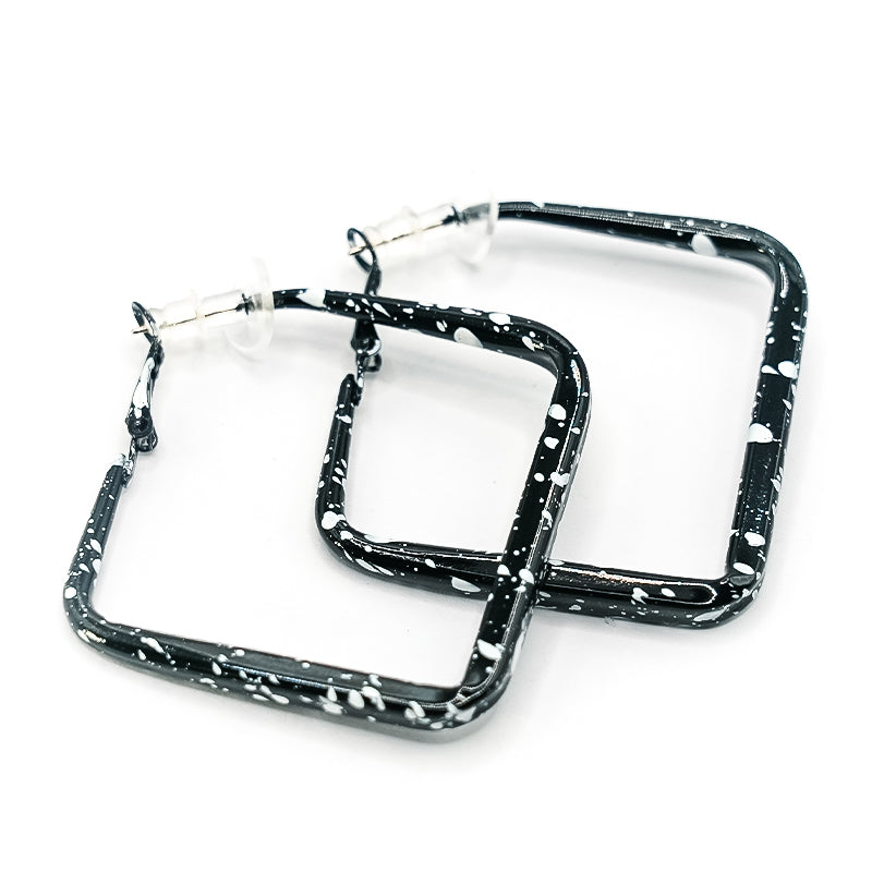 Square Black and White Earrings - Stylish Statement Jewelry