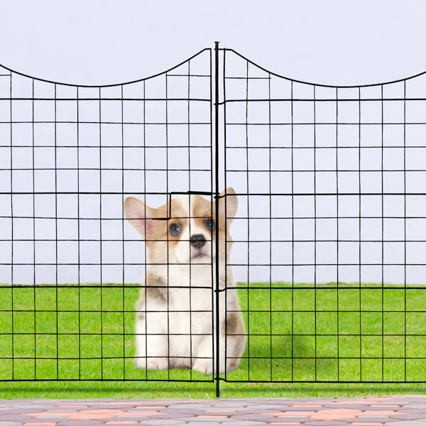 Black Metal Garden Fence Panel with Gate - 36x39 Inches, Rounded Top, Easy Assembly