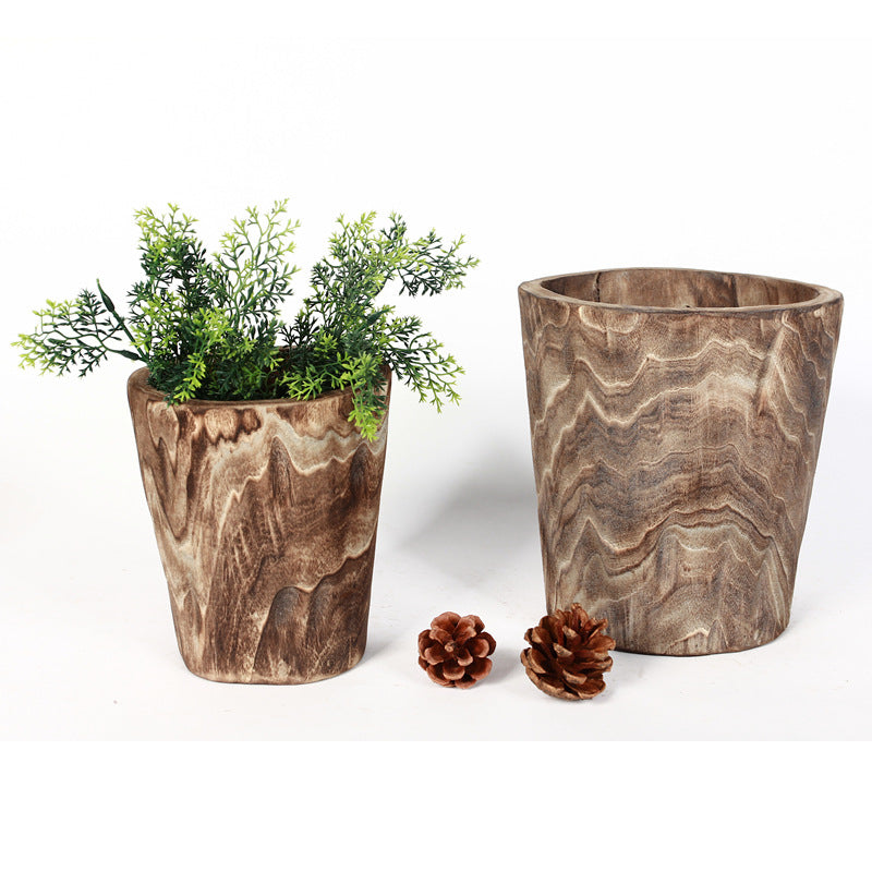 Handmade Wooden Flower Pot - Modern Garden Planter with Rustic Style