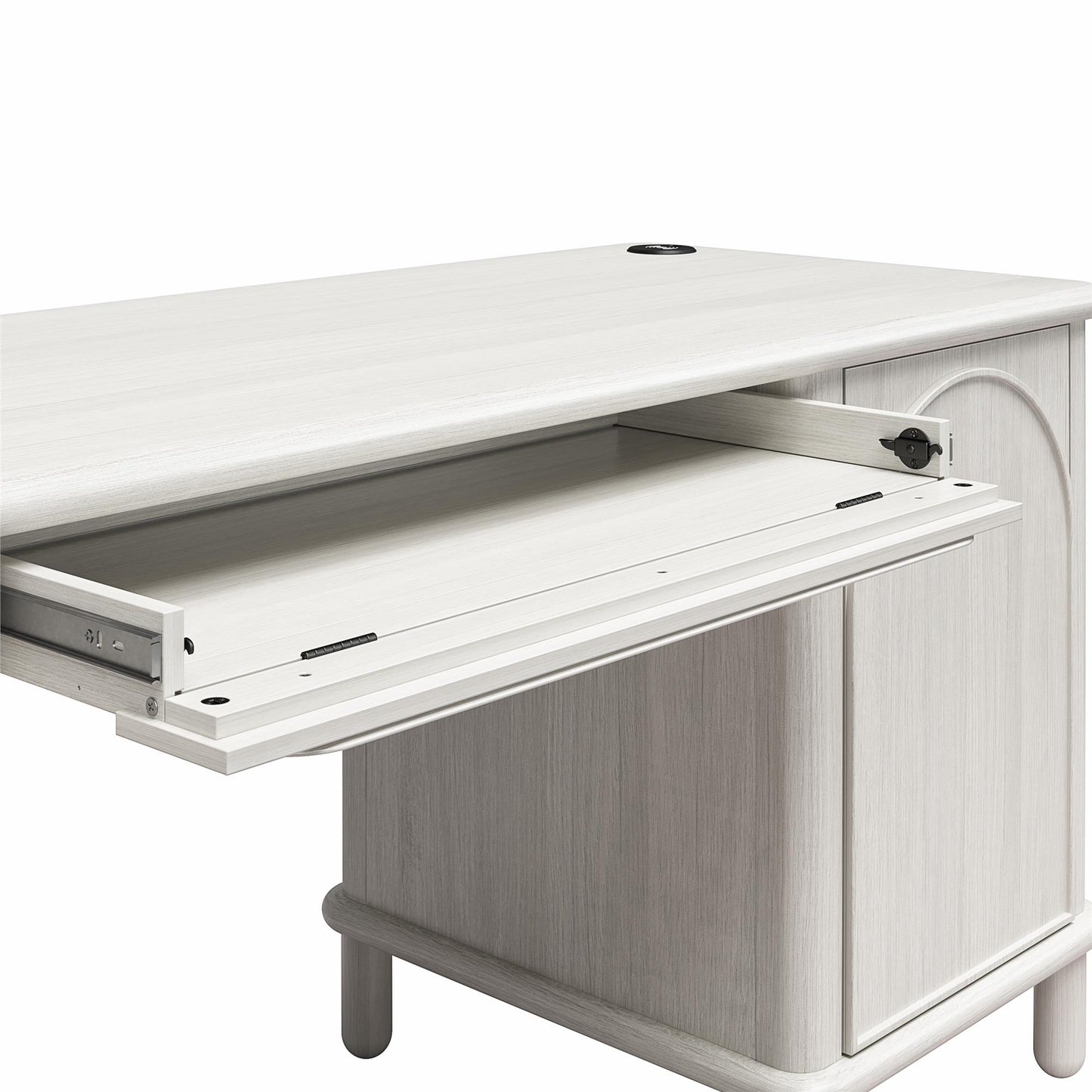 Selena Double Pedestal Desk - Rustic White Solid Wood