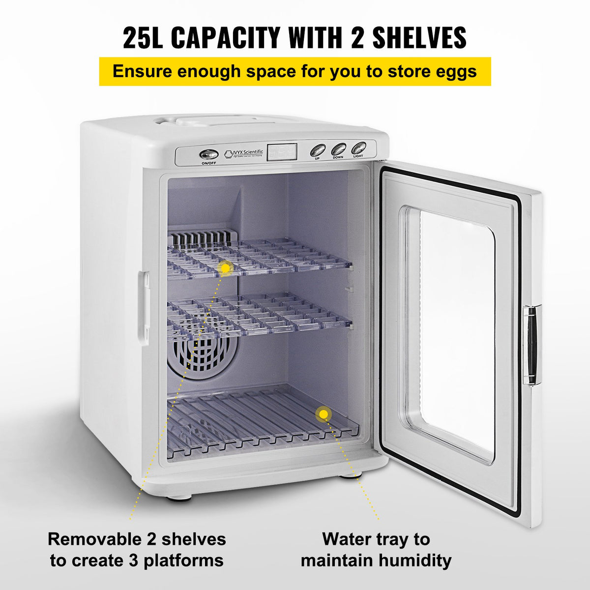 White Reptile Incubator 25L Digital Egg Incubator with Temperature Control