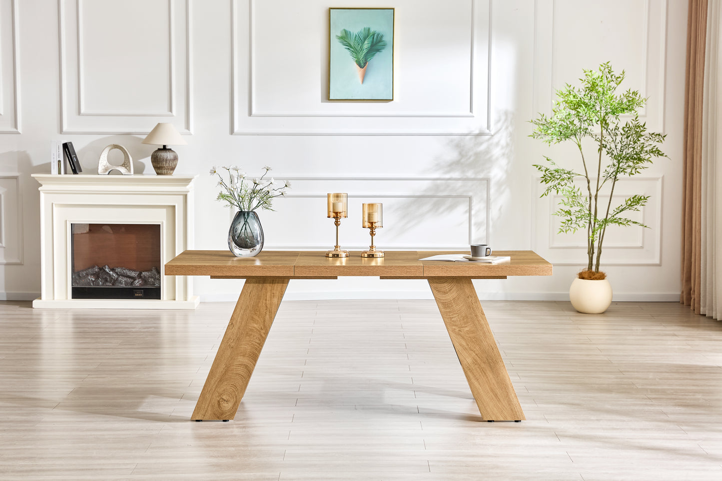 71x31.5inches Light Wood Grain MDF Splicing Rectangular Dining
