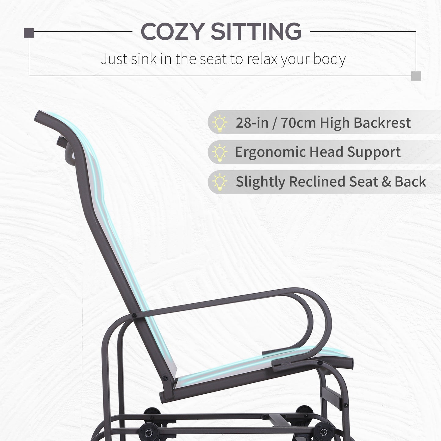 Gliding Lounger Chair - Lightweight Metal & Mesh, White