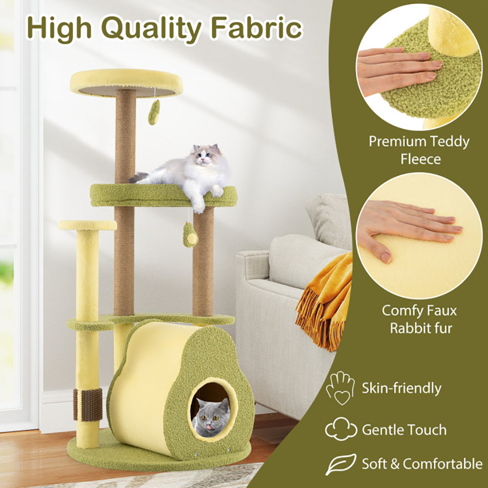 Freestanding Multi-Level Cat Tower with Private Condo & Avocado-Shaped Platform